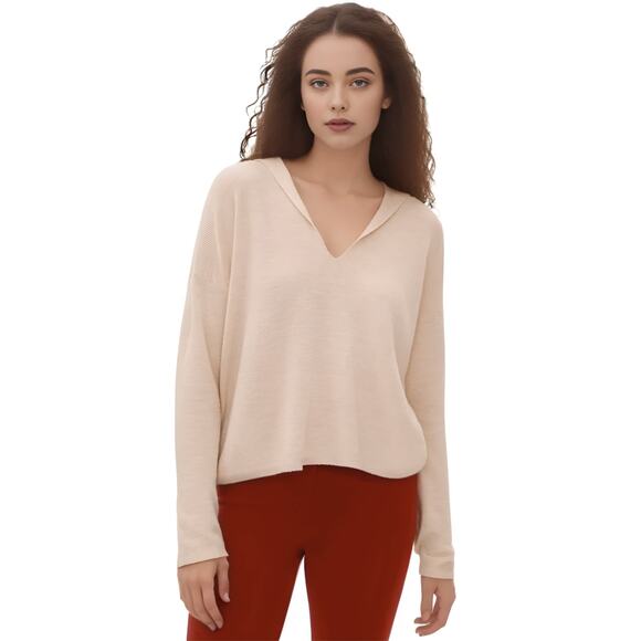 Eileen Fisher Sweaters - Eileen Fisher Ultrafine Merino Hooded Top Regenerative Wool - Cream NWT Small